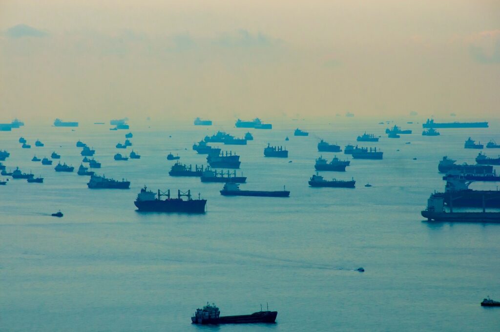 a lot of ships lying in the sea